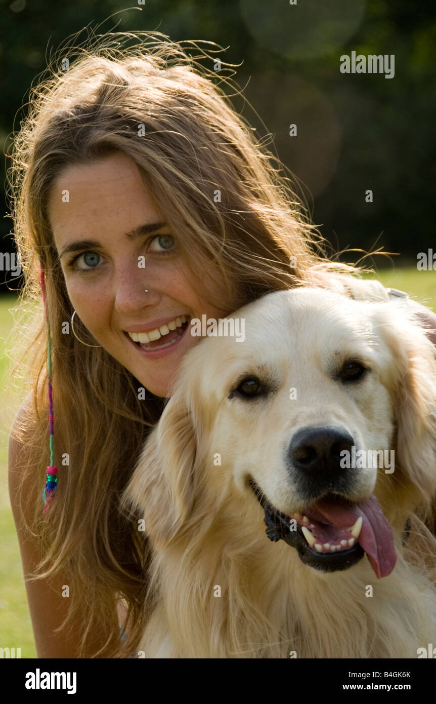 portrait of teenage girl with her dog Stock Photo - Alamy