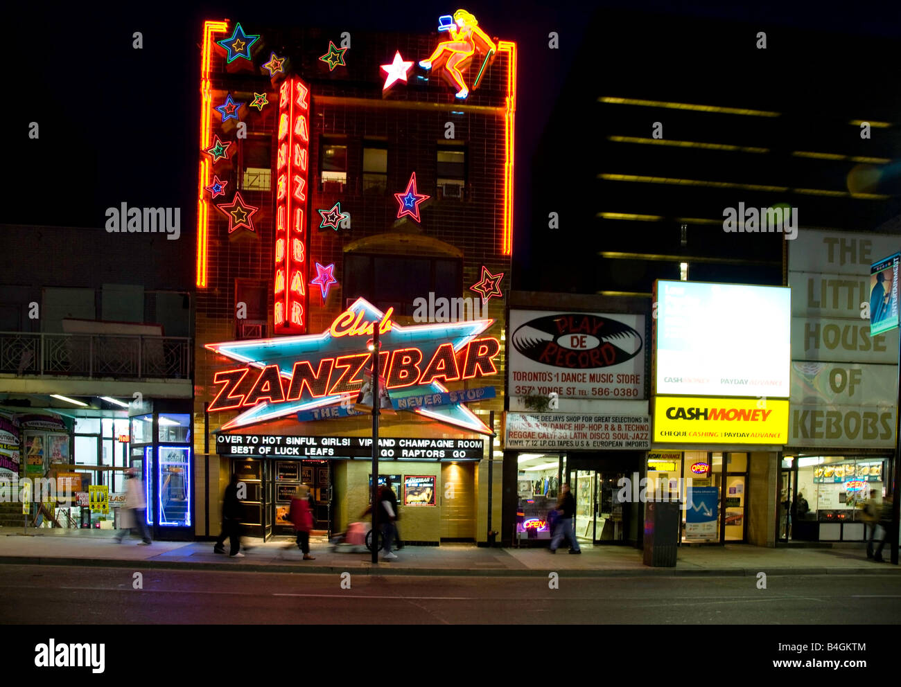 Zanzibar on Yonge Street at night in Toronto, Ontario, Canada Stock