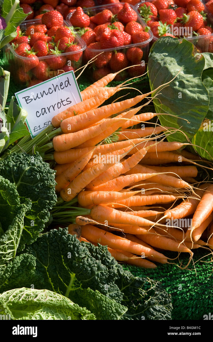 Carrots On A Stall At A Farmers Market Stock Photo