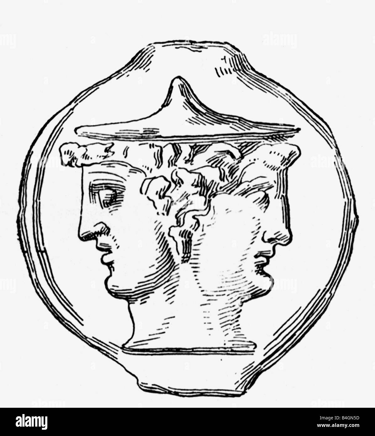 A Roman Janus-Faced Coin Stock Photo