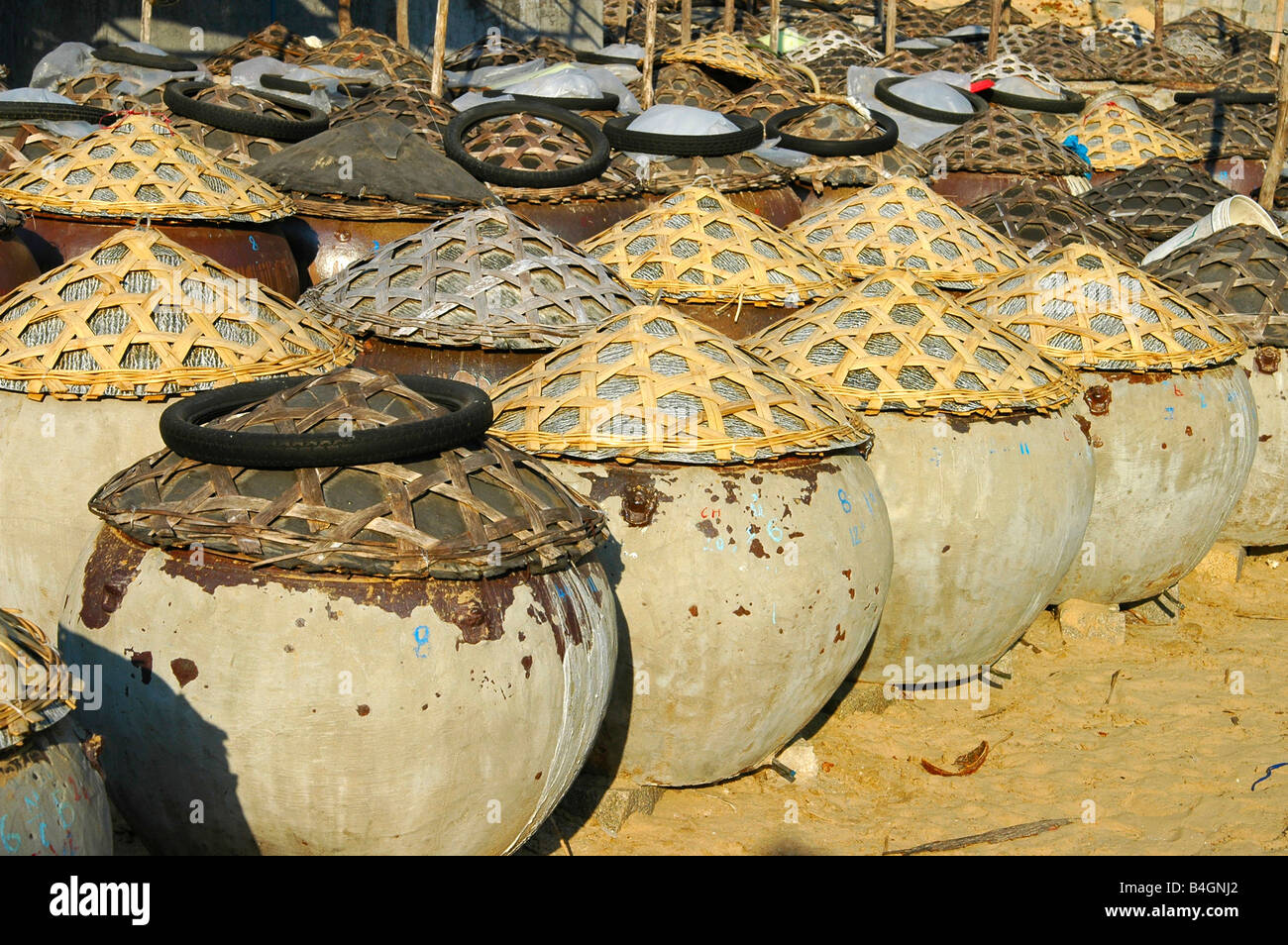 Amphora for the storage of the traditional Vietnamese fish sauce Nuoc Mam, Mui Ne, Viet Nam Stock Photo