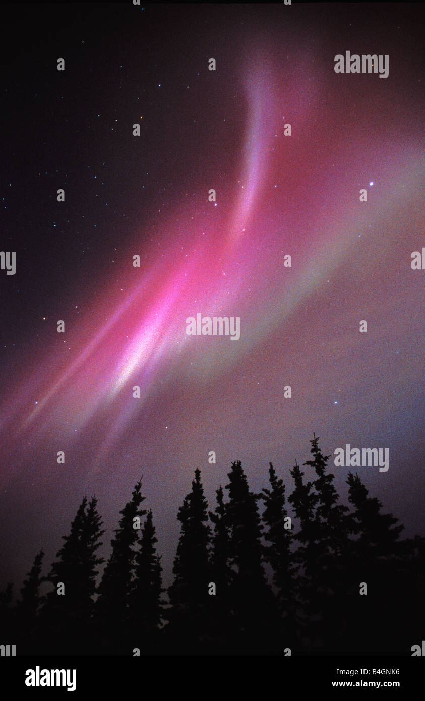 Aurora Borealis, or Northern Lights, Alaska Range, Alaska October 28, 2003 Stock Photo
