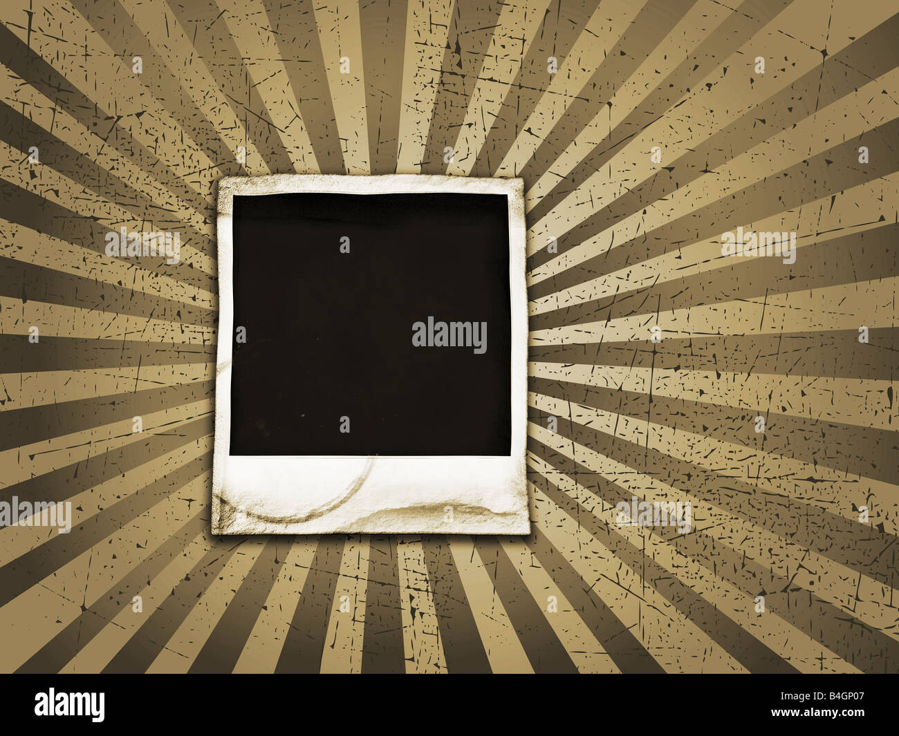 Grunge Polaroid On Textured Starburst Background Stock Photo