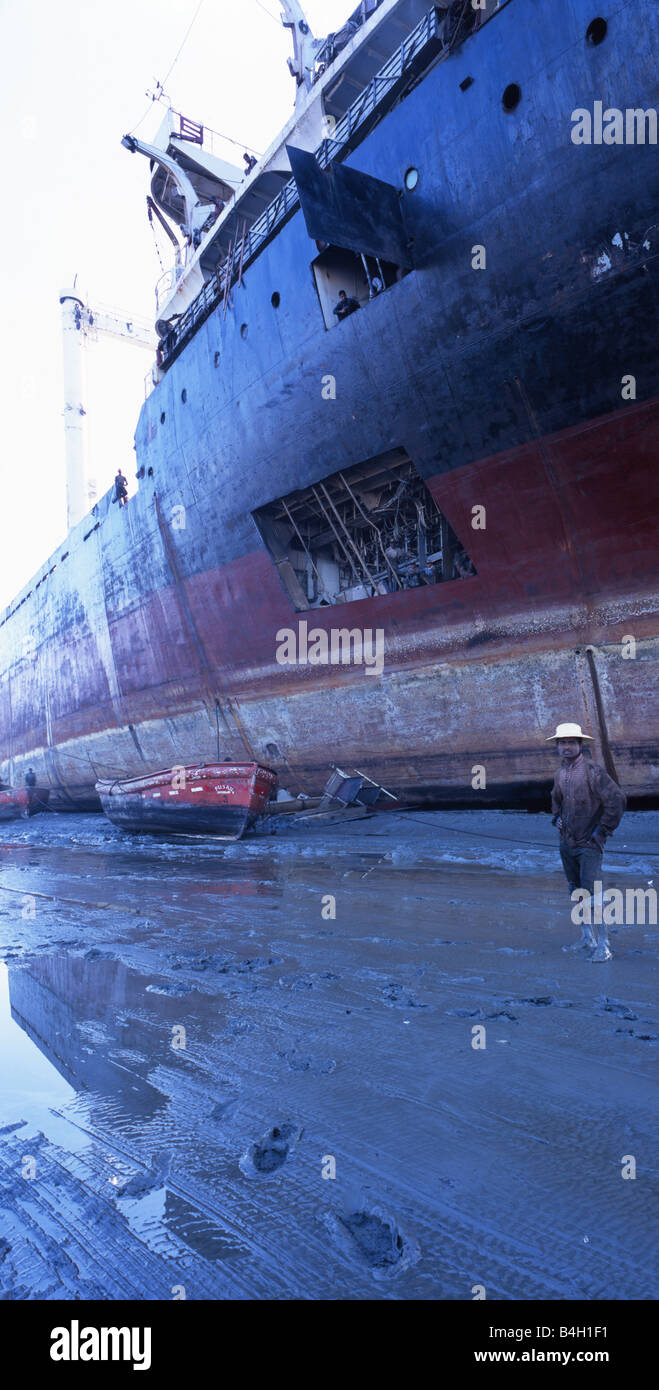 Ship breaking yard in Chittagong Southern Bangladesh, rear of ship