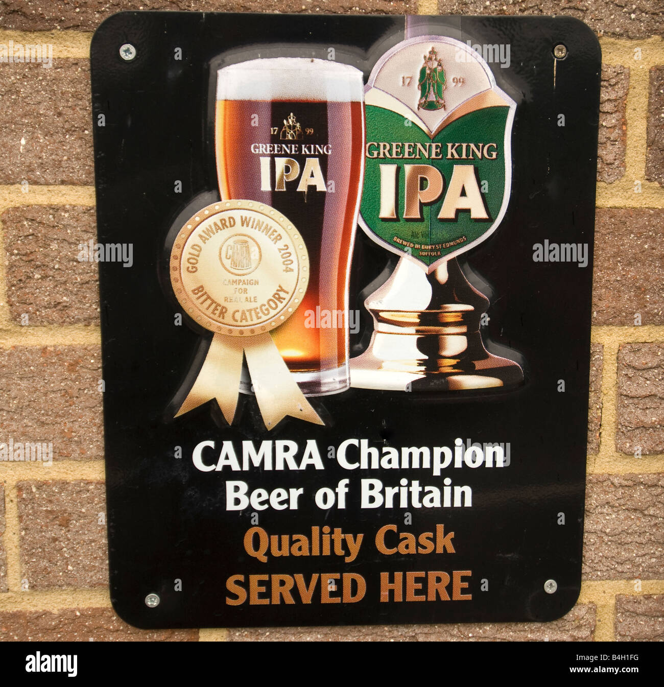 camra beer sign outside a pub Stock Photo