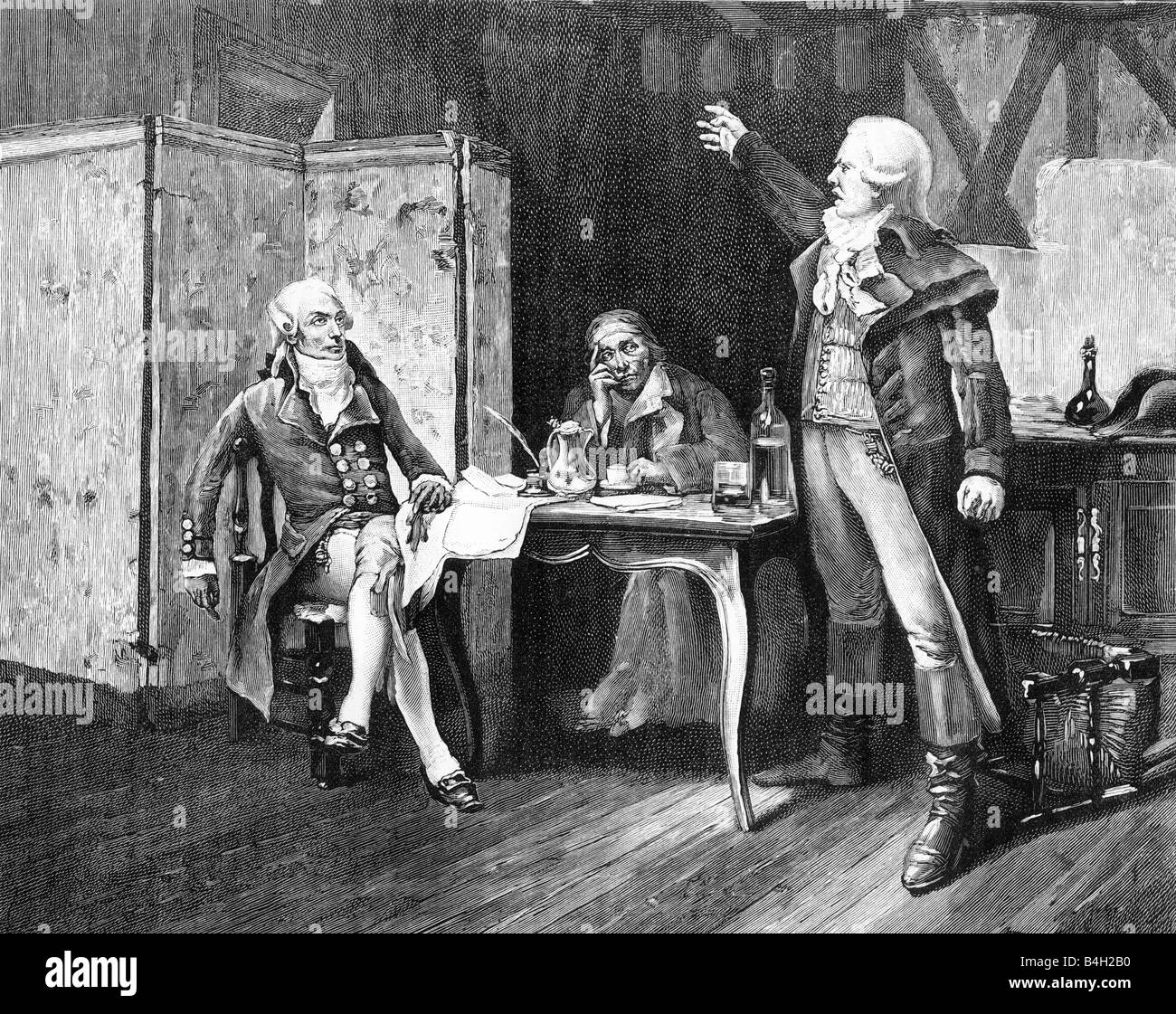 Robespierre Danton and Marat at the Cabaret in the Rue de Paon 28th June 1793 Stock Photo