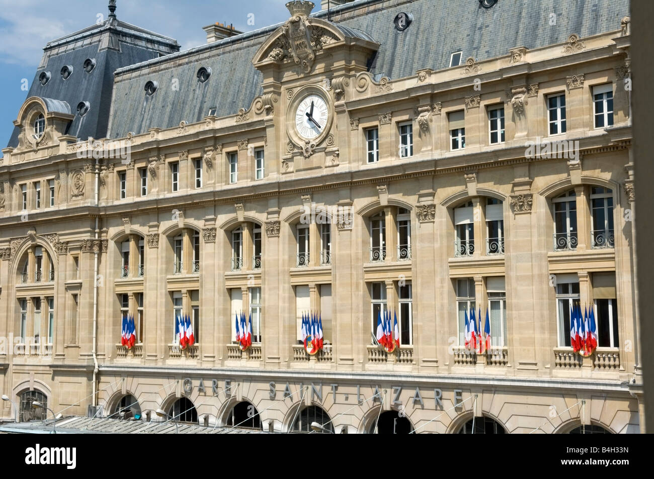 The front exterior of the Gare Saint Lazare, Paris Stock Photo Alamy