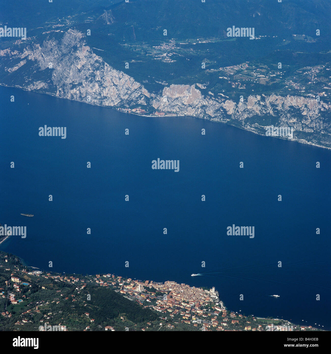 View from the Monte Baldo to the Garda Lake, Malcesine, Italy Stock Photo