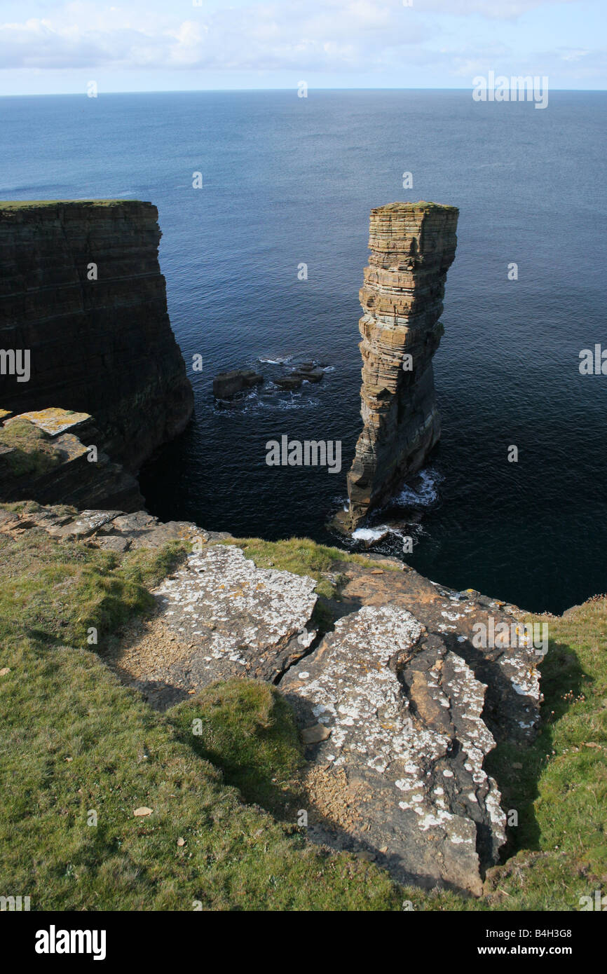 Neban Castle, an impressive sea stack on the west coast of Mainland Orkney, Scotland Stock Photo