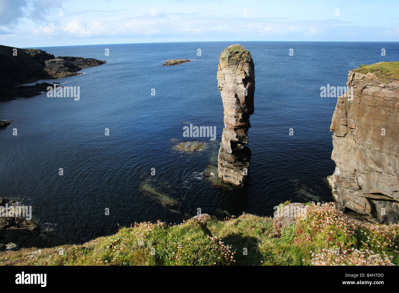 Yesnaby Castle, an imposing sea stack on the west coast of Mainland Orkney, Scotland Stock Photo
