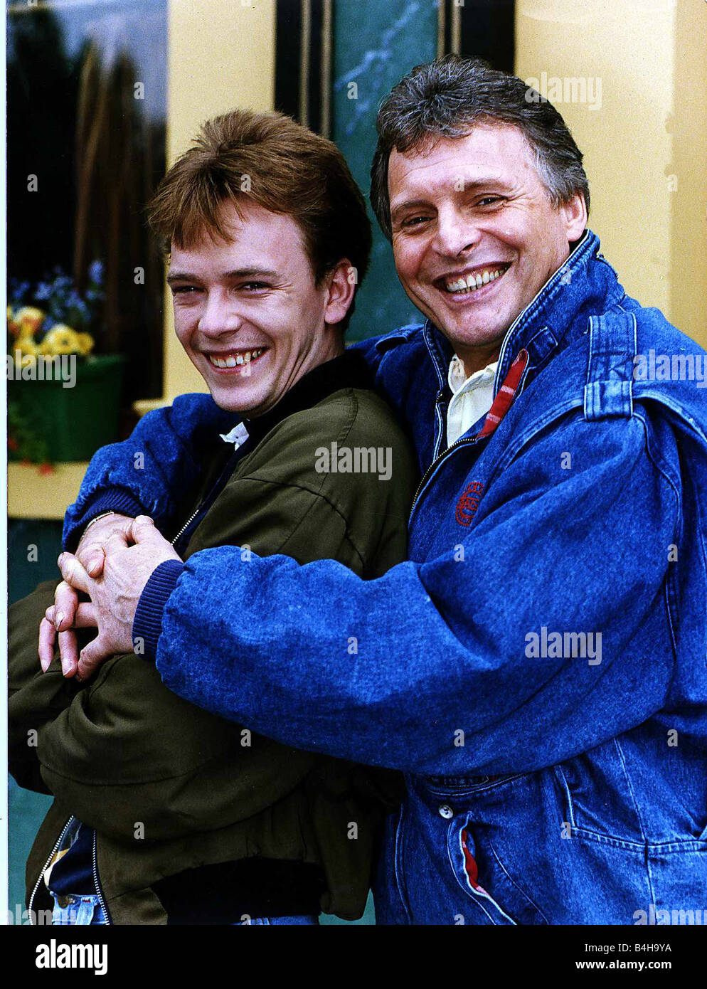 Adam Woodyatt Actor who plays Ian Beale in TV Soap EastEnders with his screen father Pete played by Peter Dean Stock Photo