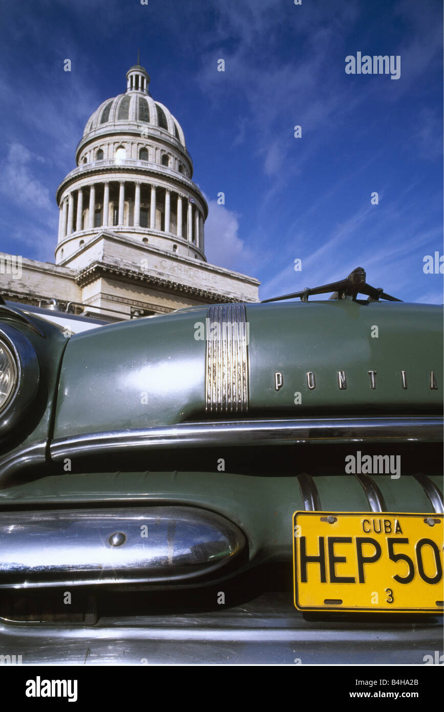 Close-up of license plate of car, Greater Antilles, Havana, Cuba Stock Photo