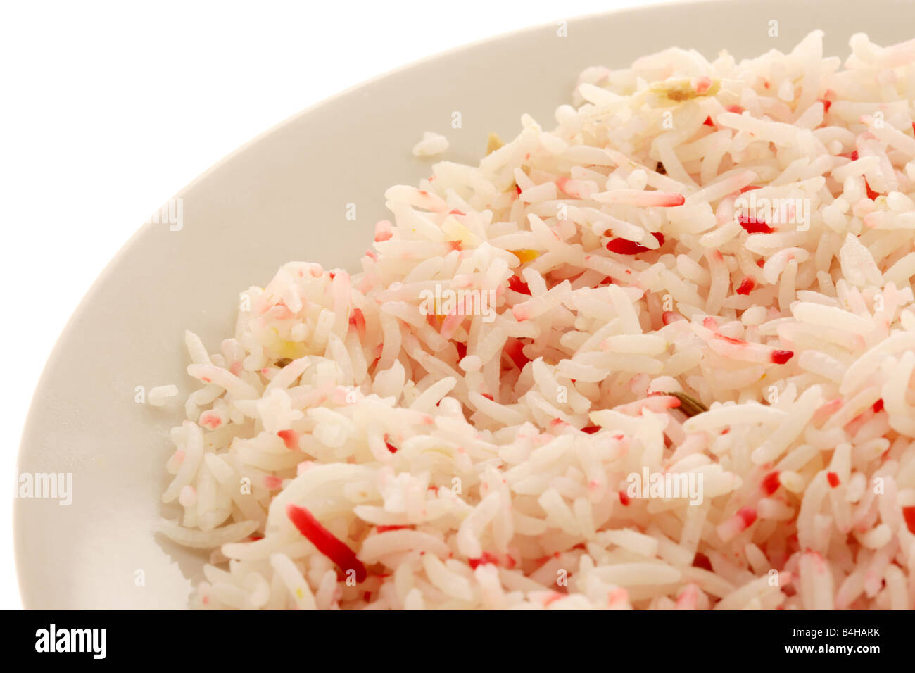 Indian Takeaway Colourful Tasty Pilau Rice Side Order Isolated Against A White Background With A