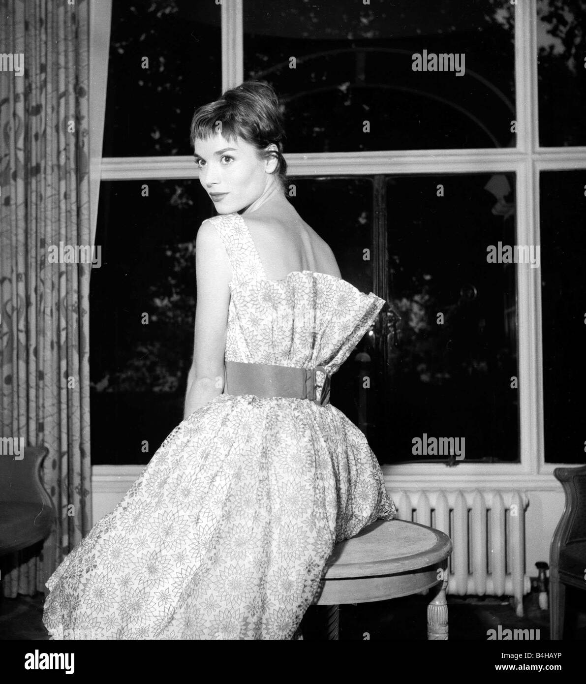 Italian actress Elsa Martinelli pictured at The Savoy Hotel in London July 1957 She has arrived in London to attend the premiere of her new film called Manuella Stock Photo