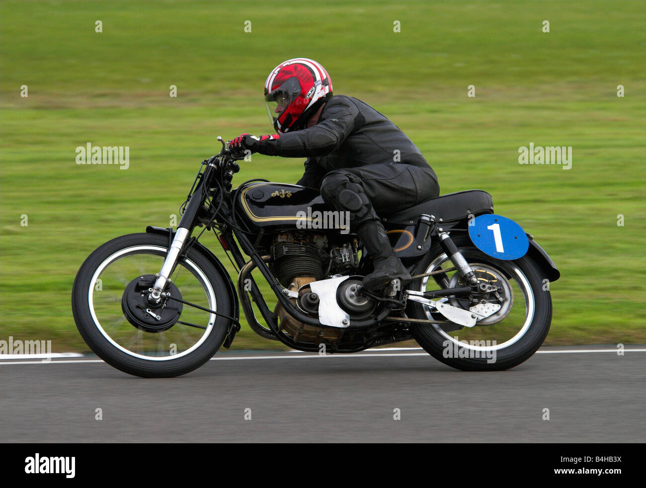 AJS 7R Classic Motorcycle Racing Stock Photo
