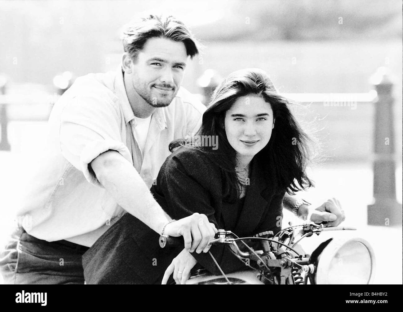 Jennifer Connelly Actress with actor Bill Campbell in England to promote their new Walt Disney film Rocketeer Stock Photo