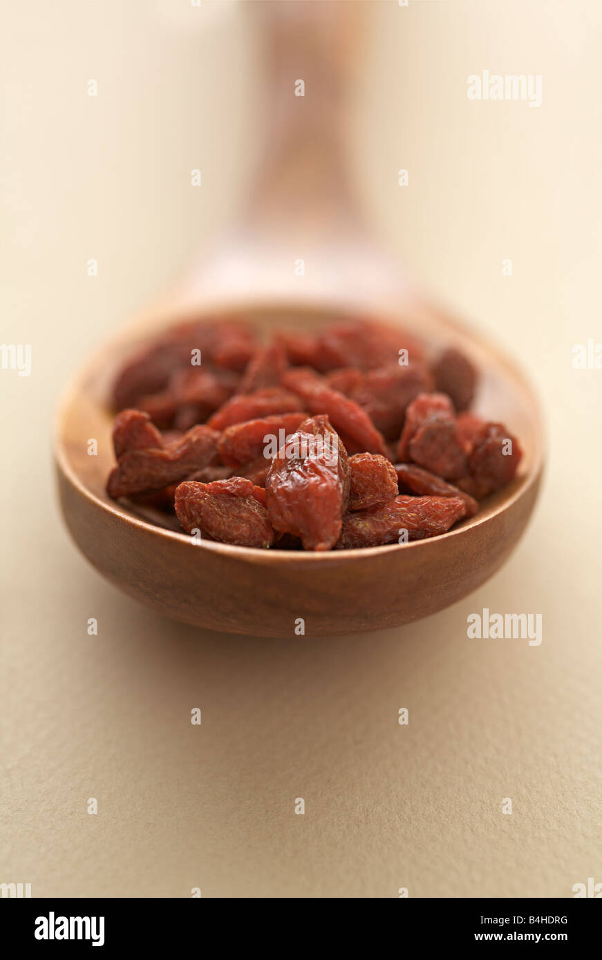Dried goji berries close up, traditional Chinese medicine Stock Photo