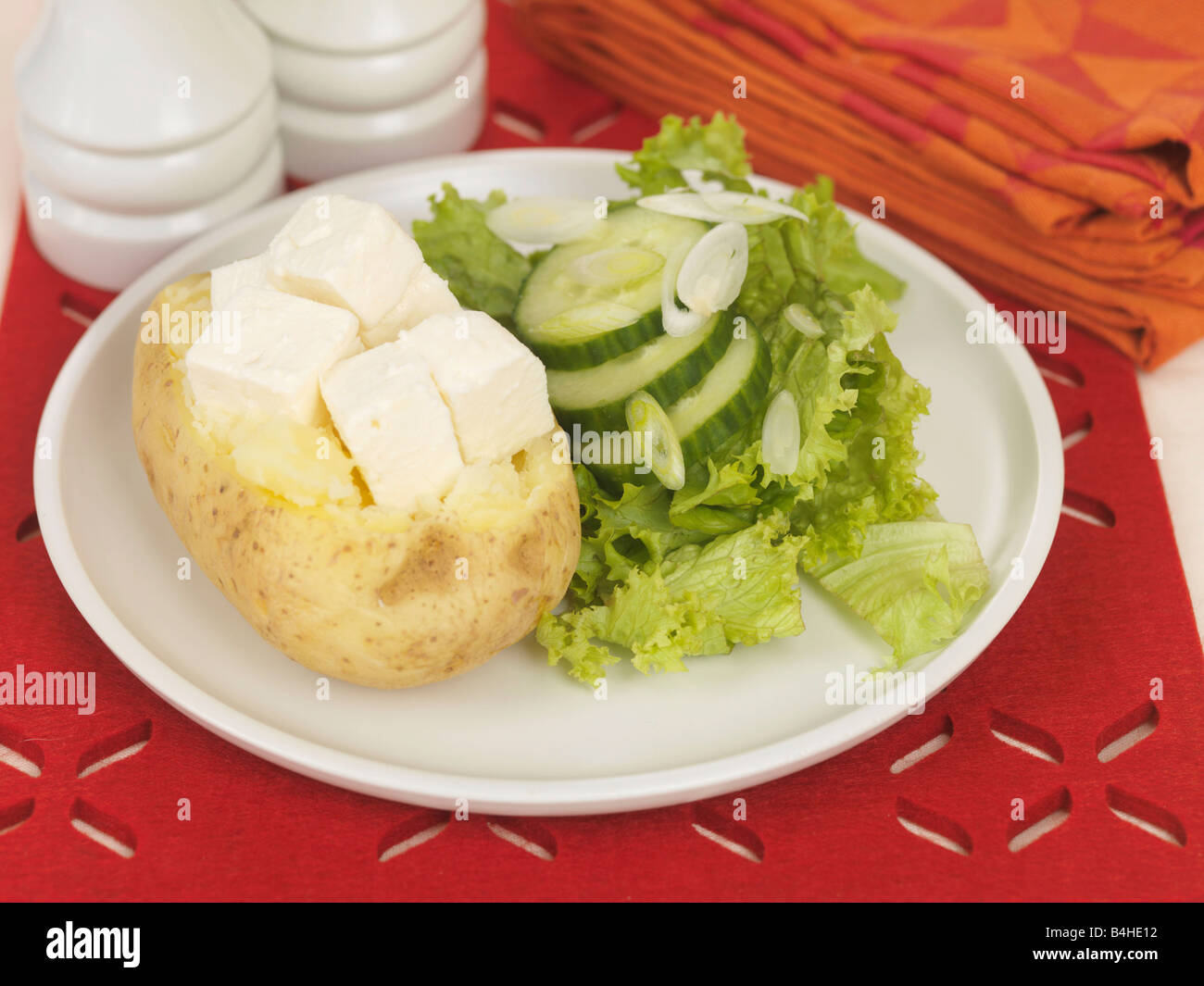 Jacket Potato with Feta Cheese Stock Photo Alamy