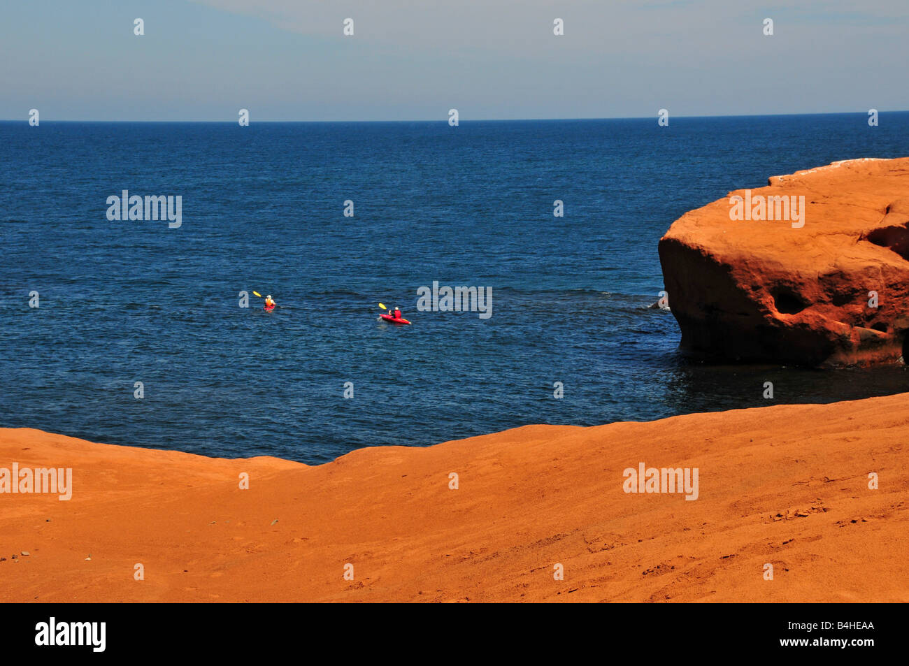 Kayaks at belle Anse Iles de la Madeleine Quebec canada Stock Photo Alamy