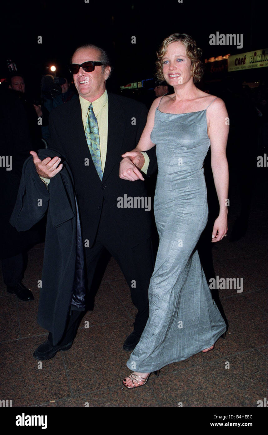 Jack Nicholson and girlfriend Rebecca Broussard 1998 back together at the premiere of his new film As Good As It Gets Stock Photo