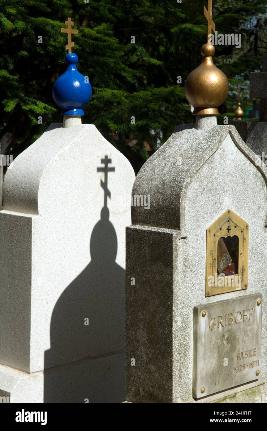 Traditional Russian gravestones in the Russian cemetery at Sainte Geneviève des Bois, environs