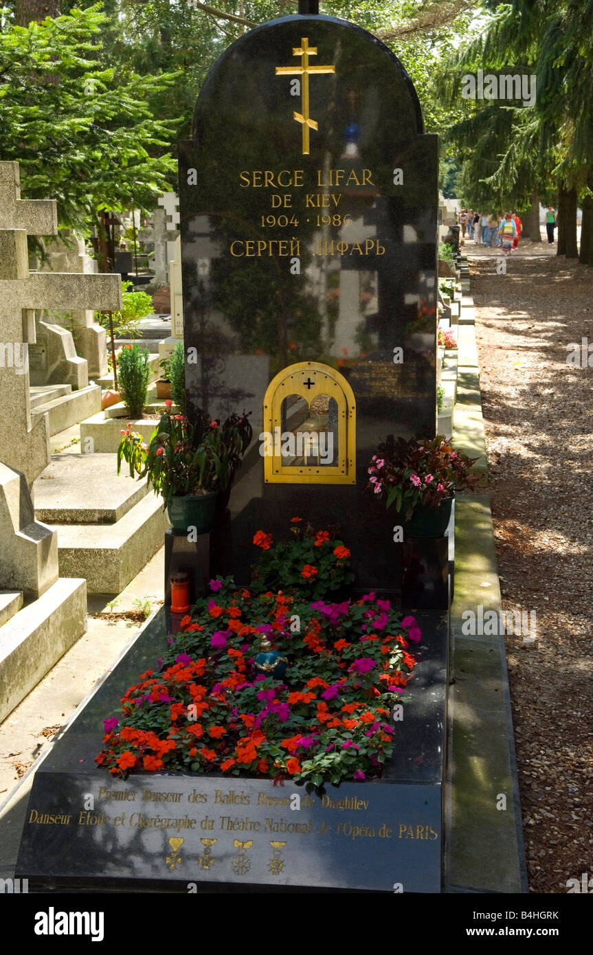 Grave of the ballet dancer Serge Lifar, Russian cemetery at Sainte Geneviève des Bois, environs of Paris Stock Photo