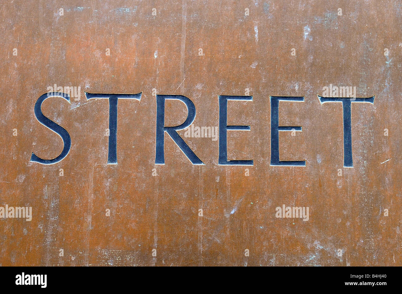 street bronze plaque word Stock Photo Alamy
