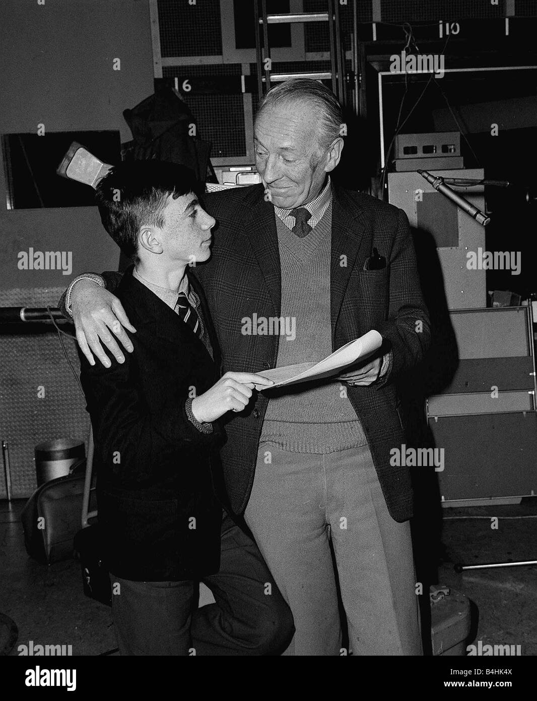 Doctor Who Actor William Hartnell Is Visited By Fan Steven Qualtrough At The Bbc 1964 Stock Photo Alamy