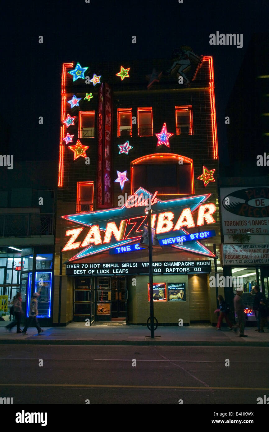 Zanzibar on Yonge Street at night in Toronto, Ontario, Canada Stock