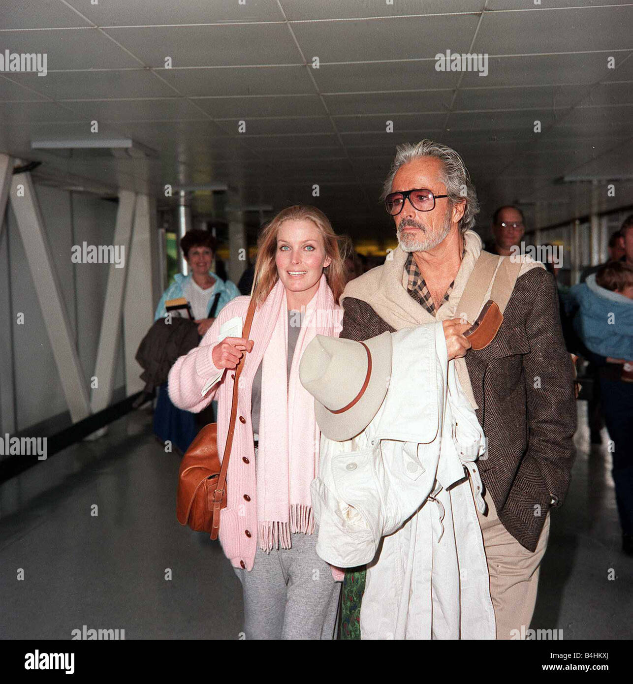 Bo Derek actress and husband film director John Derek at London airport November 1986 Stock Photo