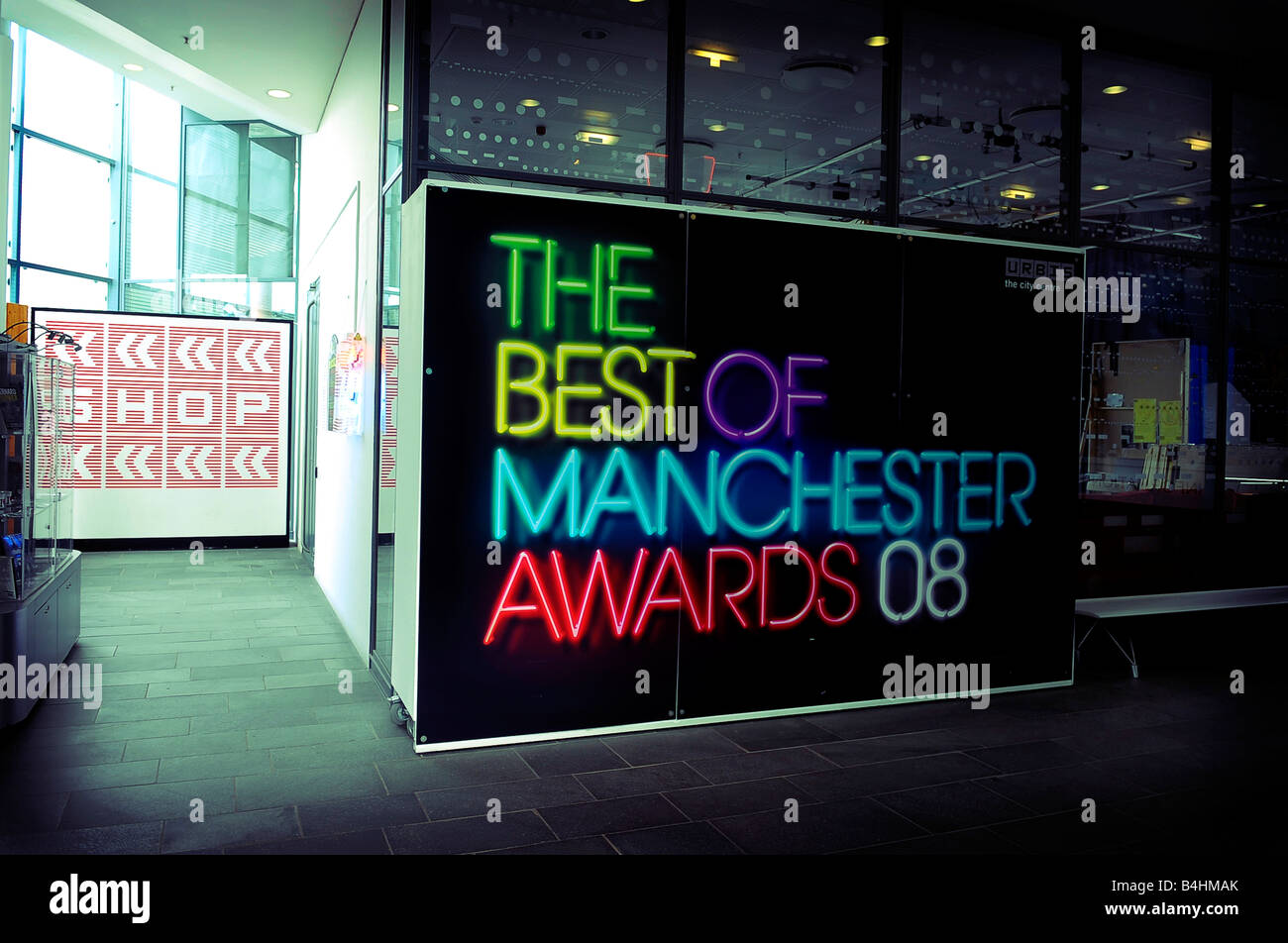 the best of manchester awards urbis uk england poster sign travel tourism city Stock Photo