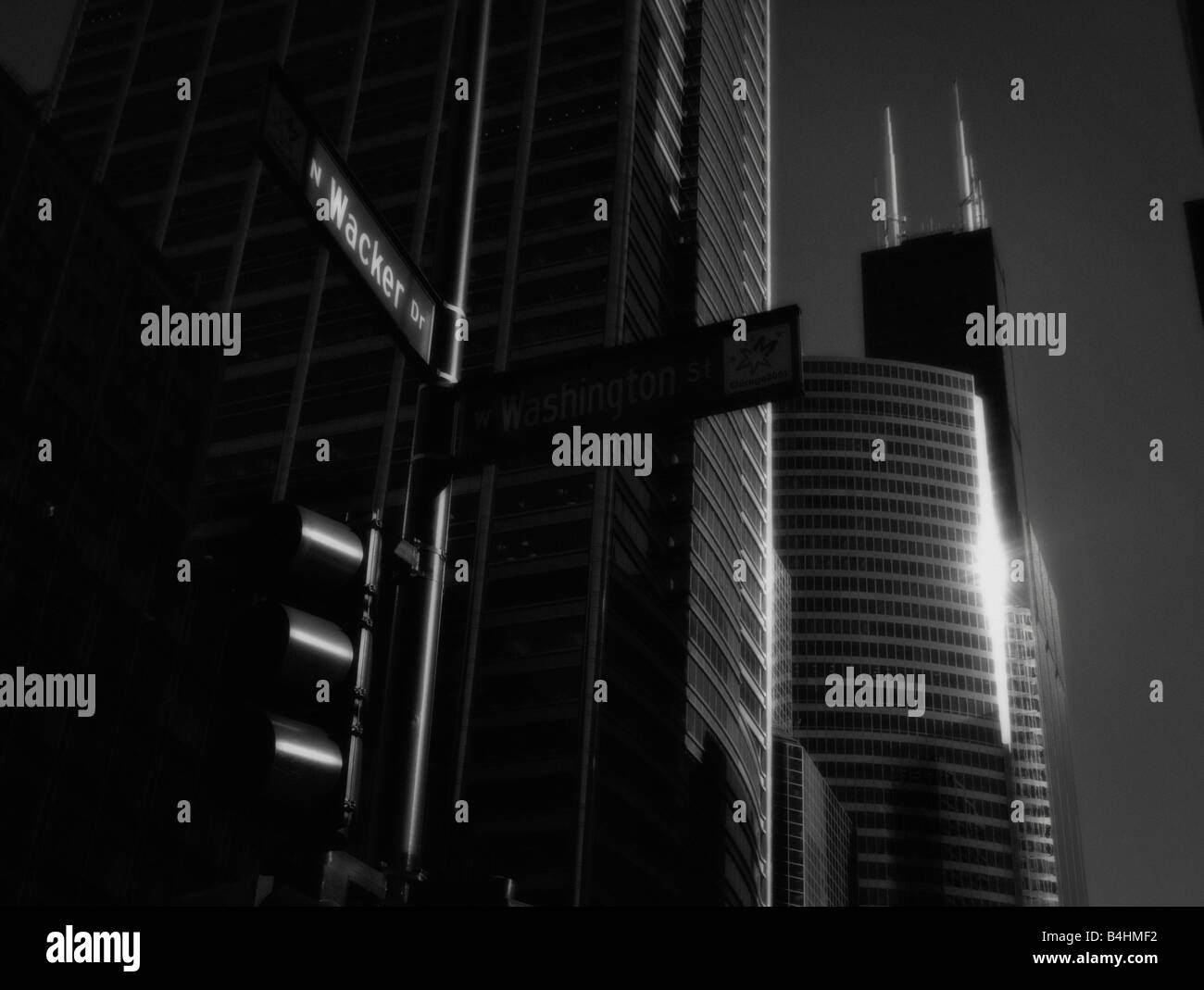 Buildings around Sears Tower. The Loop. Chicago. Illinois. USA Stock