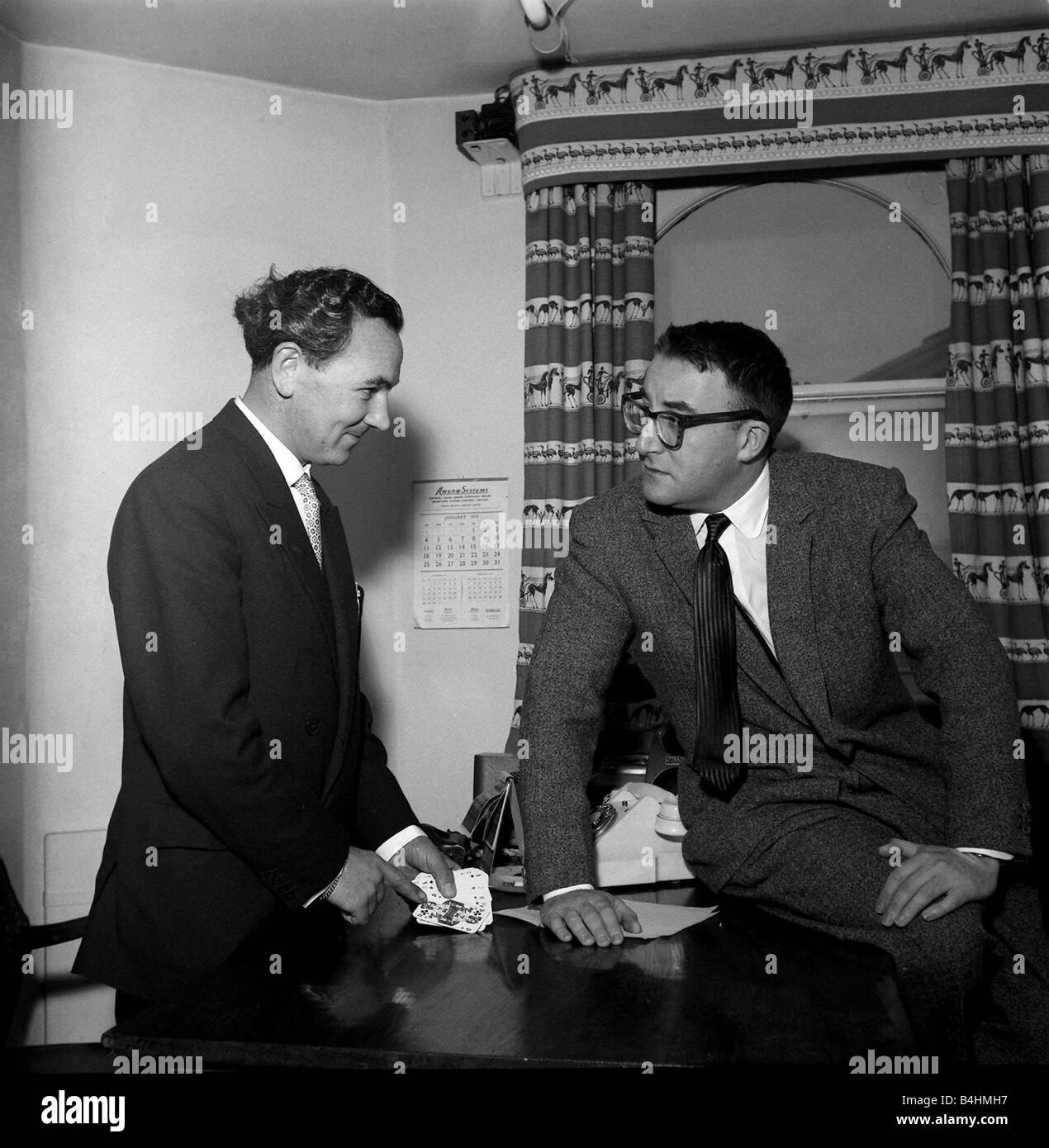 Maurice Woodruff with actor comedian Peter Sellers right March 1959 Stock Photo