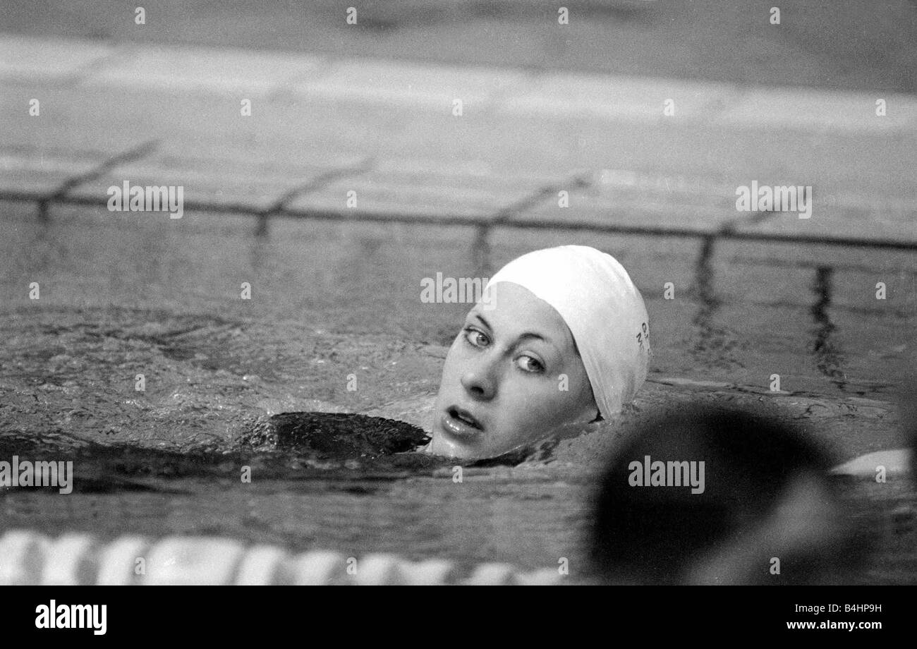 Olympic Games 1980 Moscow Sharron Davies Swimmer Training Stock Photo