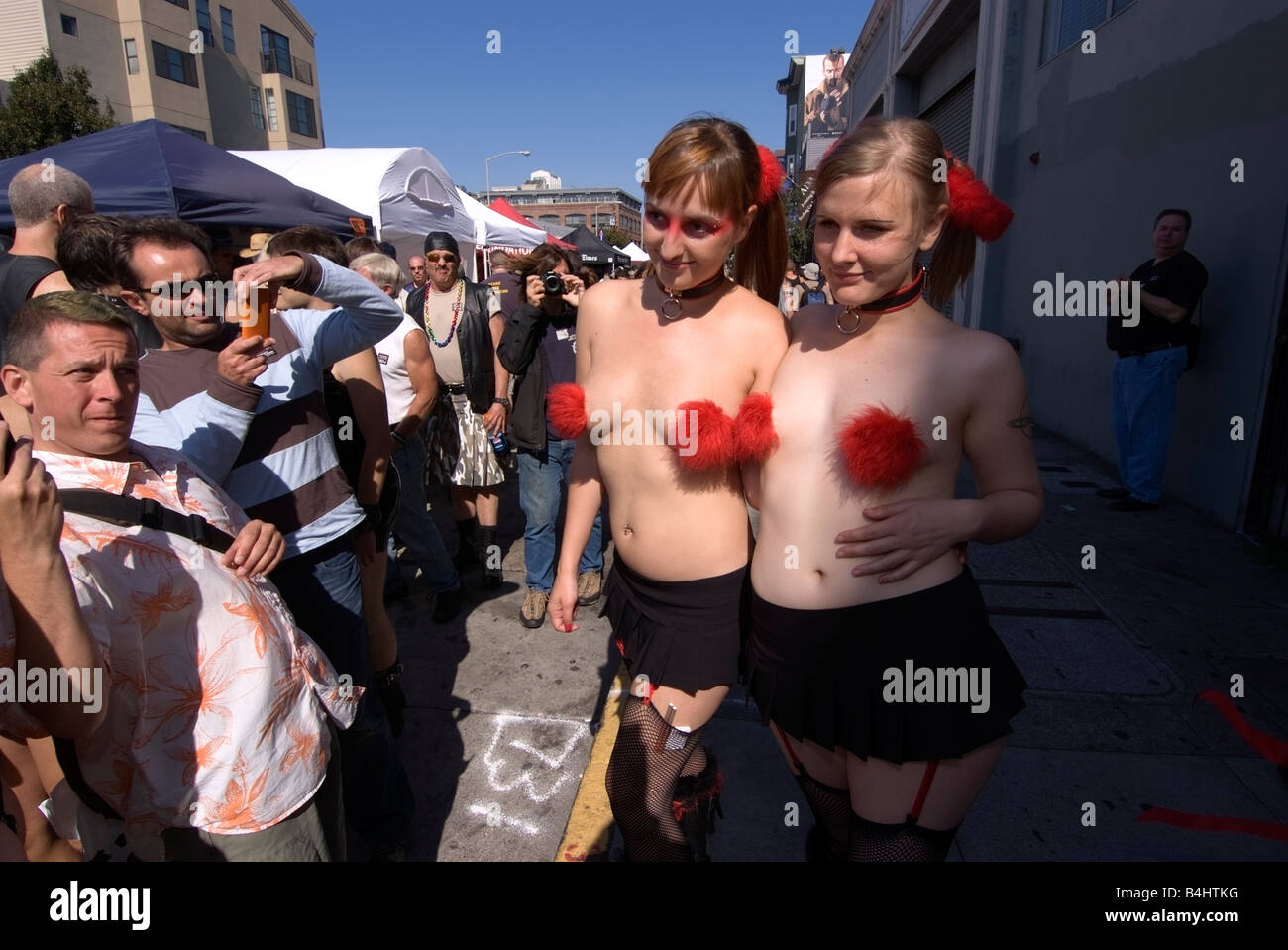 Two women at the 2008 Folsom Street Fair in San Francisco, CA. Stock Photo