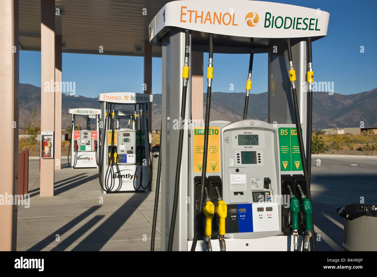 Biofuels pumps at service station Stock Photo Alamy