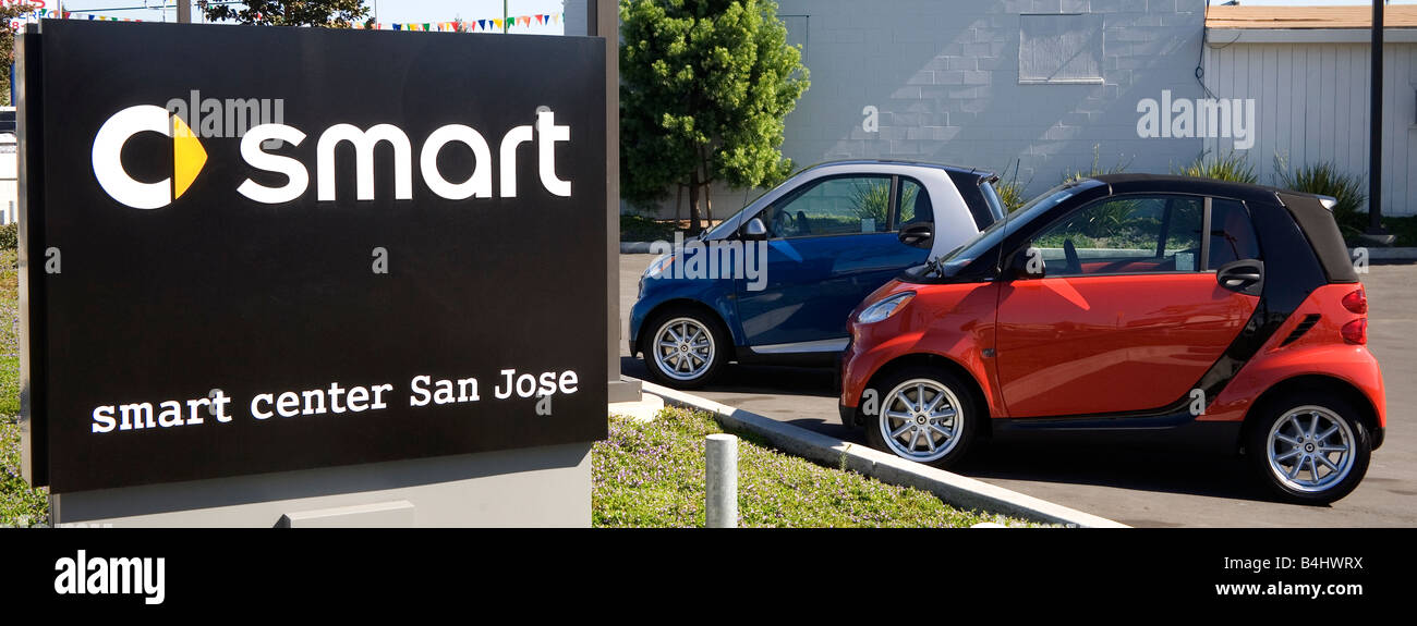 Smart Cars for sale at Smart Center in San Jose California USA Stock Photo