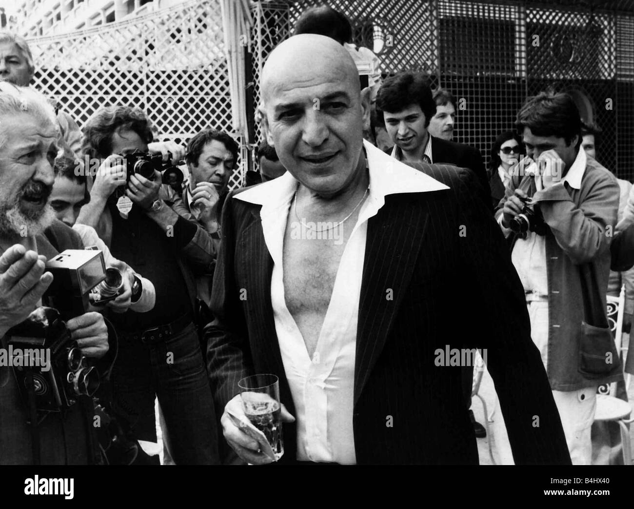 Telly Savalas Greek actor at Cannes 1977 Stock Photo