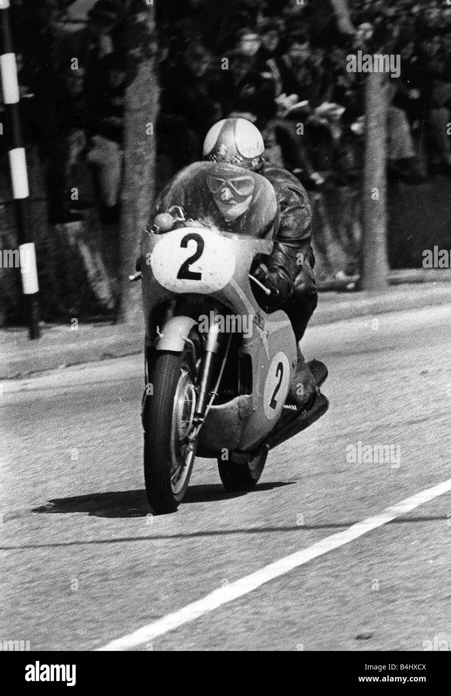 Mike Hailwood during IOM TT race in 1968 Stock Photo