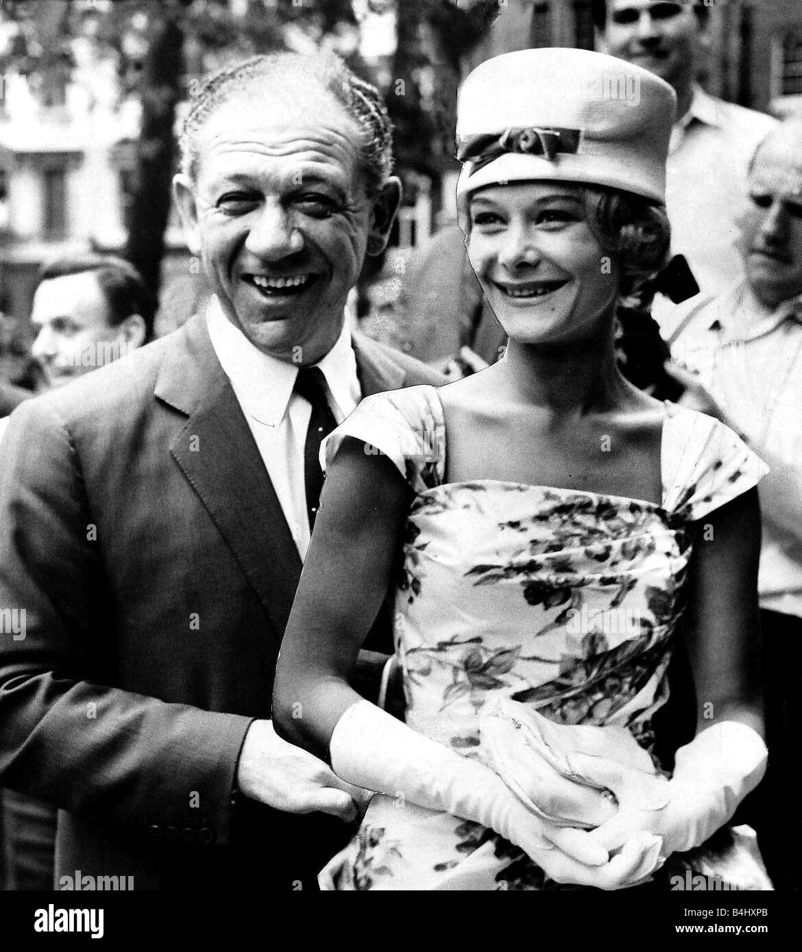 Sid James Comedy Actor Carry On Films at Tommy Steele s Wedding with wife Stock Photo