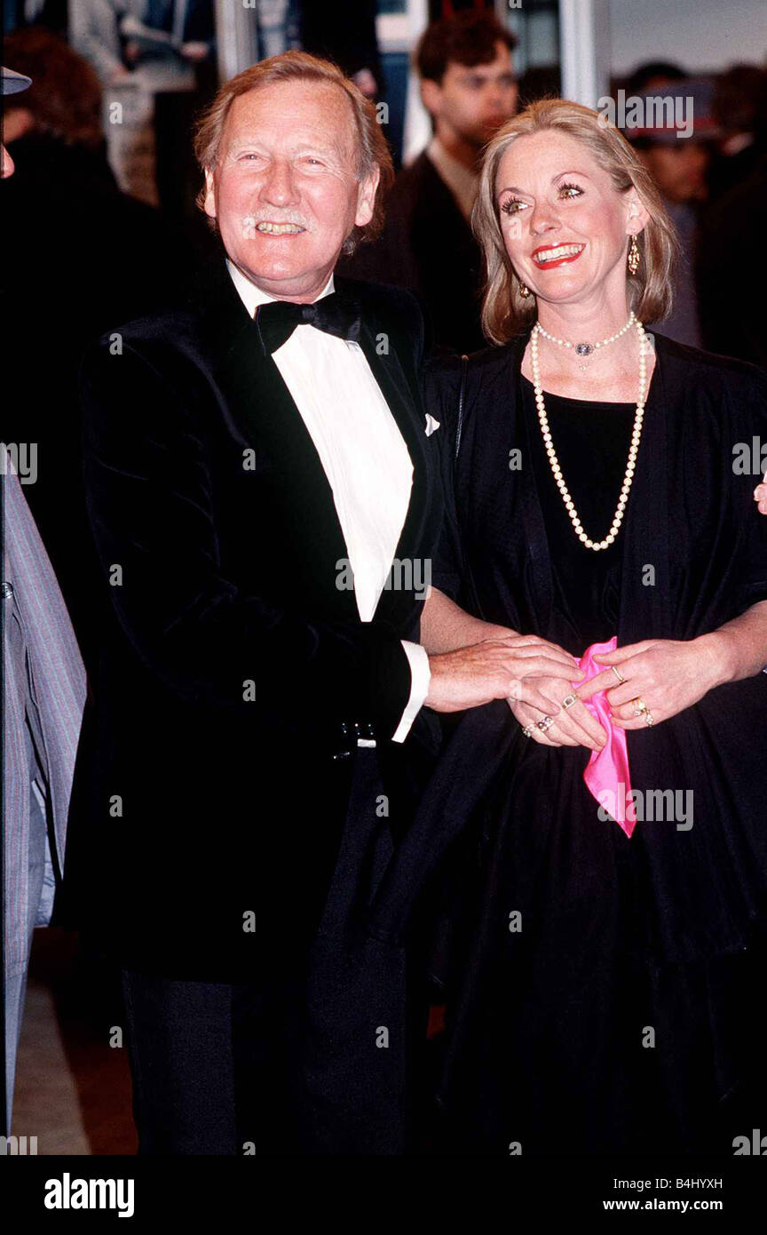 Actor Leslie Phillips With His Wife Angela Scoular At The Premiere Of