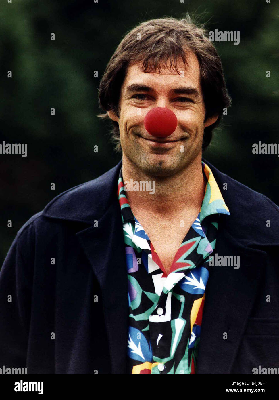 Timothy Dalton Actor wearing a red nose for Comic Relief Stock Photo