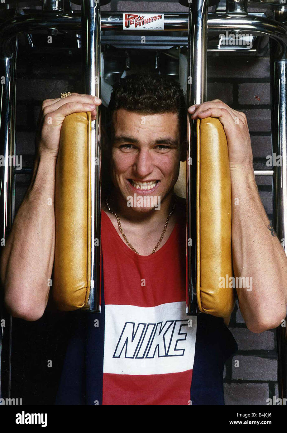 Vinnie Jones Footballer in gym training February 1989 Stock Photo Alamy