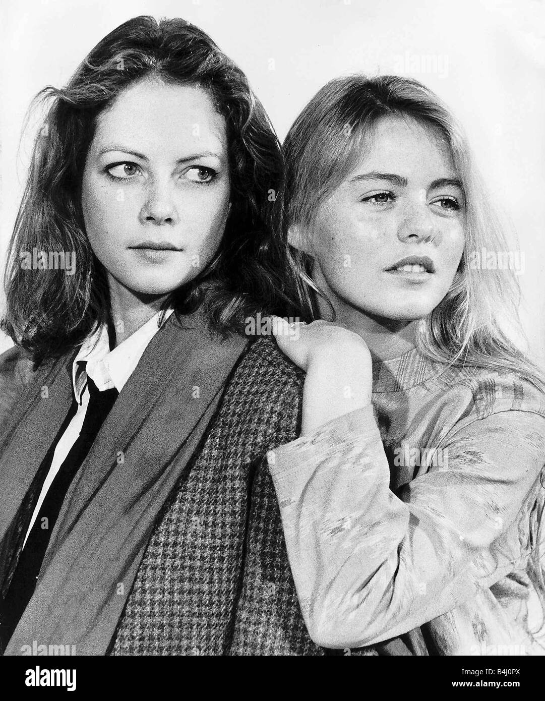 Patsy Kensit singer and actress with Jenny Seagrove January 1984 Stock Photo