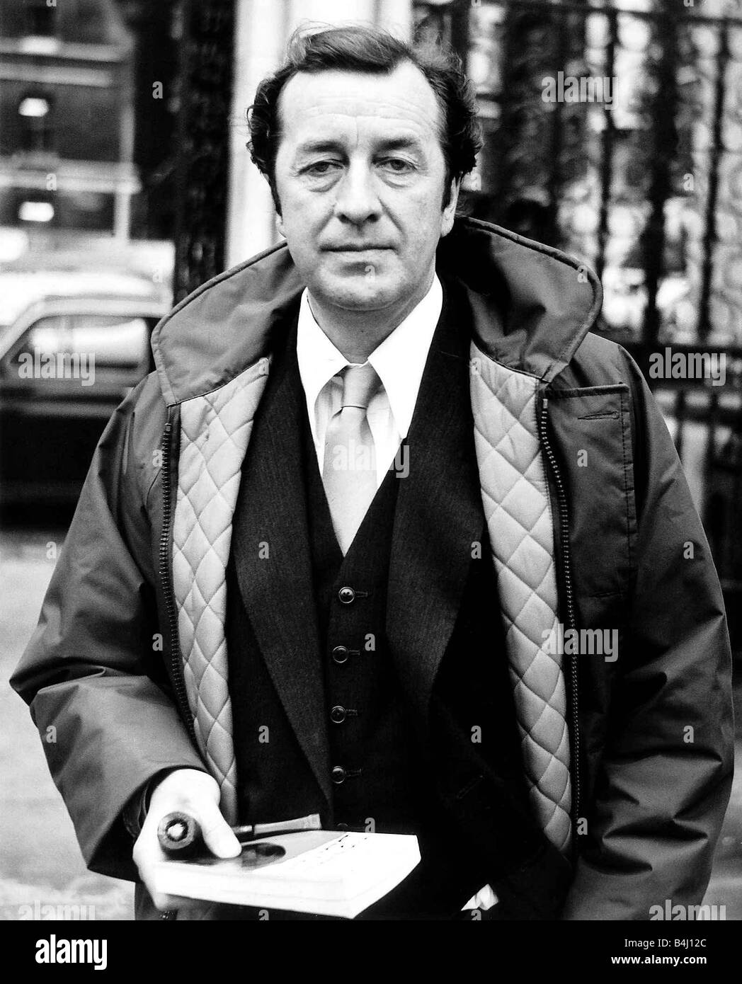 Film producer Robert Bolt at high court hearing January 1974 after actor Timothy Dalton was claiming damages during filming of Lady Caroline Lamb Stock Photo