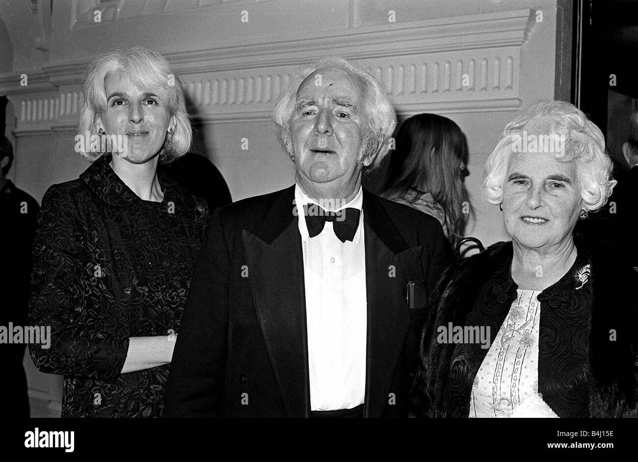 Re Opening Of Grand Opera House Belfast September 1980 Ulster actor Joe Tomelty arrives at the gala night with his wife and daughter Roma Belfast s Grand Opera House re opened in a blaze of glory after eight years in the dark September 1980 Stock Photo