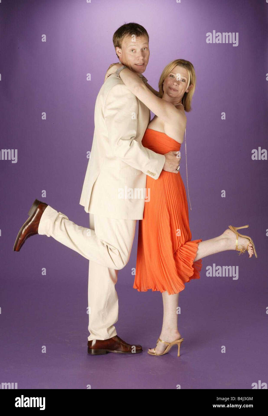 Hannah Waterman and Ricky Groves July 2003 Eastenders Actress Actor Characters Laura and Garry Hobbs Studio Pix 2000s Couple Stock Photo