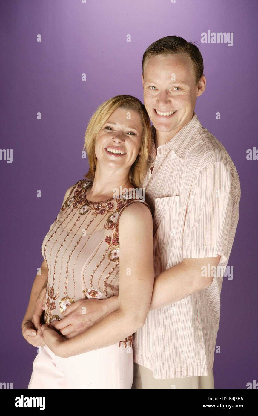 Hannah Waterman and Ricky Groves July 2003 Eastenders Actress Actor Characters Laura and Garry Hobbs Studio Pix 2000s Couple Stock Photo