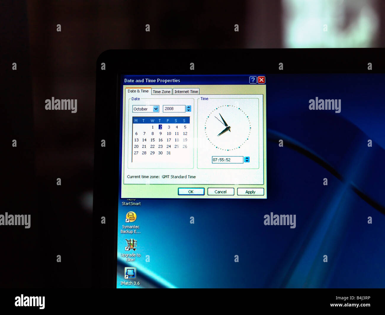 Clock On Computer Screen Stock Photo Alamy