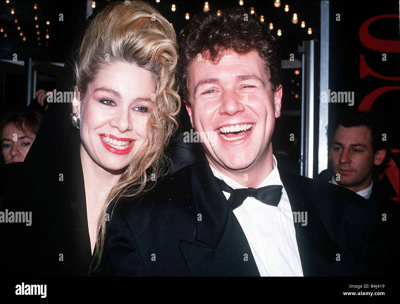 Michael Ball actor singer with unknown woman at the premiere of the film Scandal march 1989 dbase MSI Stock Photo
